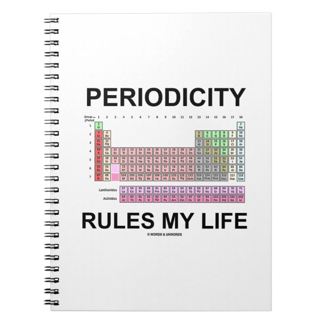 Periodicity Regler My Life (Periodic Bord) Anteckningsbok Med Spiral (Framsidan)