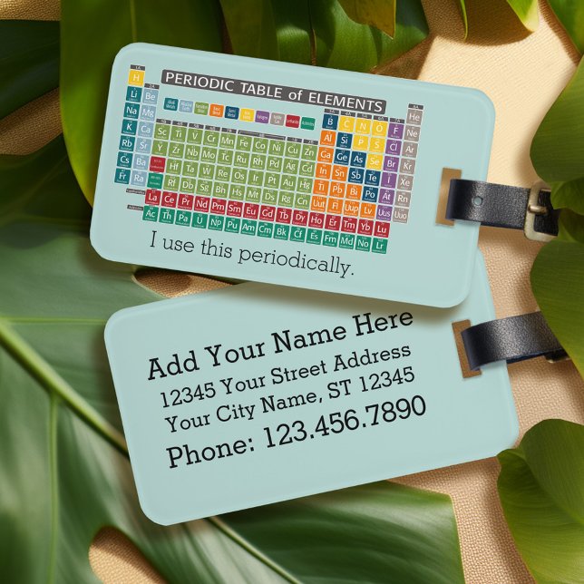 Periodisk Bord i Inslag Bagagebricka (Personalized luggage tag - periodic table of elements)