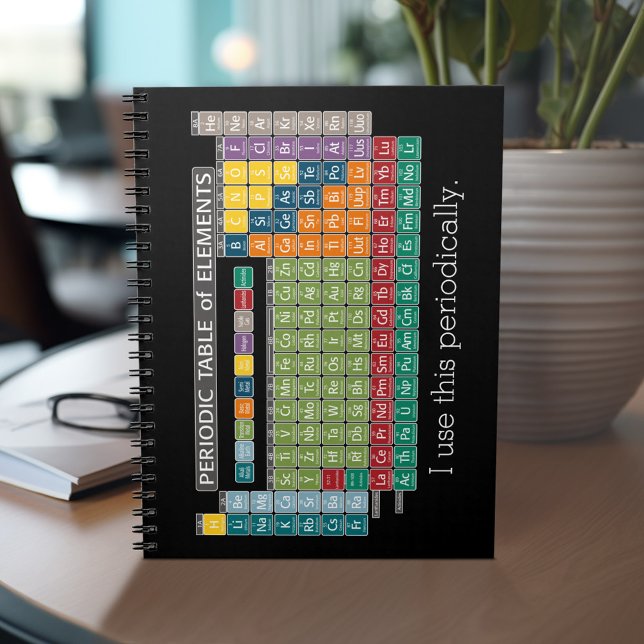 Periodisk Bord i Inslag - Studenter Anteckningsbok Med Spiral (Personalized notebook with Periodic Table of Elements - can customize completely)