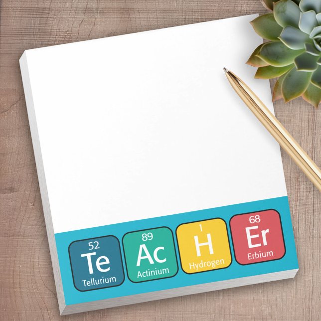 Periodisk Bord Inslag stavningslärare Anteckningsblock (Personalized Notepad - a fun gift or useful promotional product)