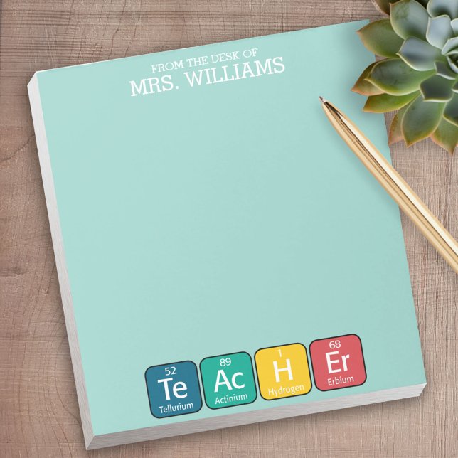 Periodisk Bord Inslag stavningslärare - grönt Anteckningsblock (Personalized Notepad - a fun gift or useful promotional product)