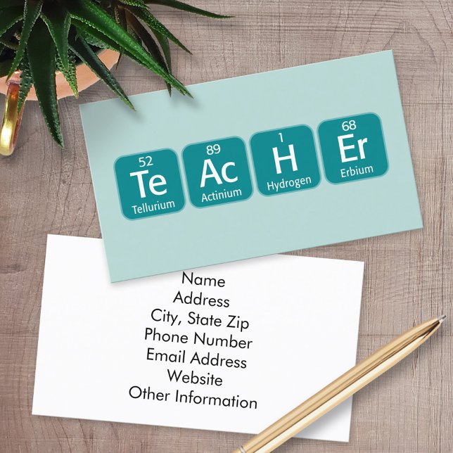 Periodisk Bord Inslag stavningslärare Visitkort (Custom Printed Business Cards)