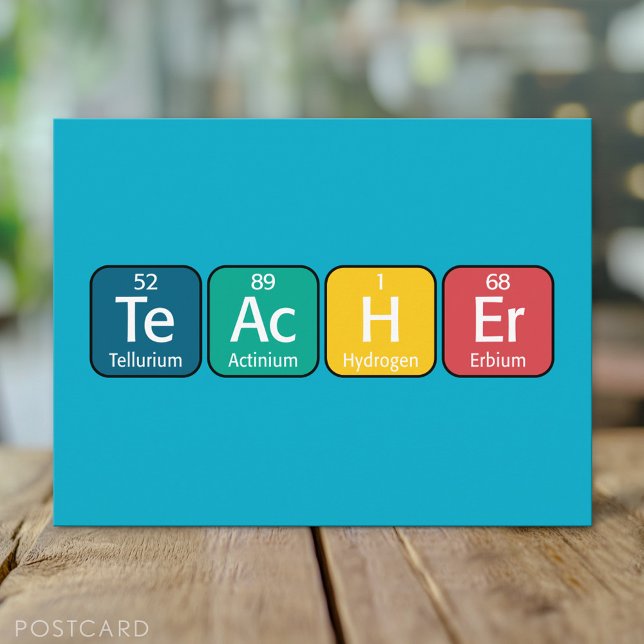 Periodisk Bord Inslag stavningslärare Vykort (Teacher Postcard)
