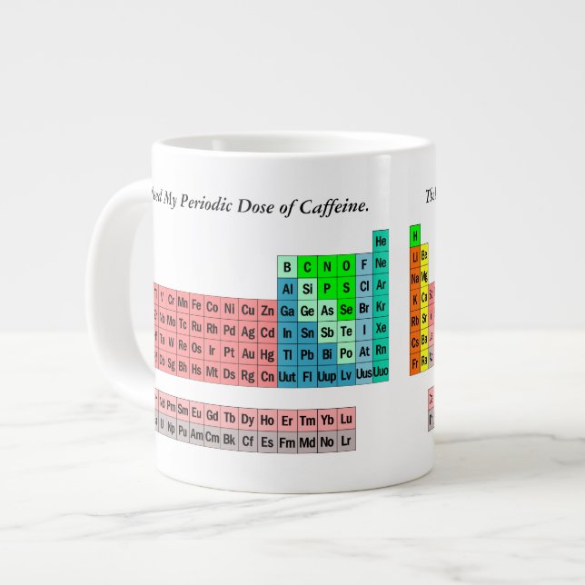 Periodisk Dos Koffein- Periodiska Systemet Jumbo Mugg (Framsida vänster)