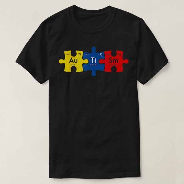 Periodisk Inslag Autism Puzzle Autism Awareness T Shirt (Design framsida)