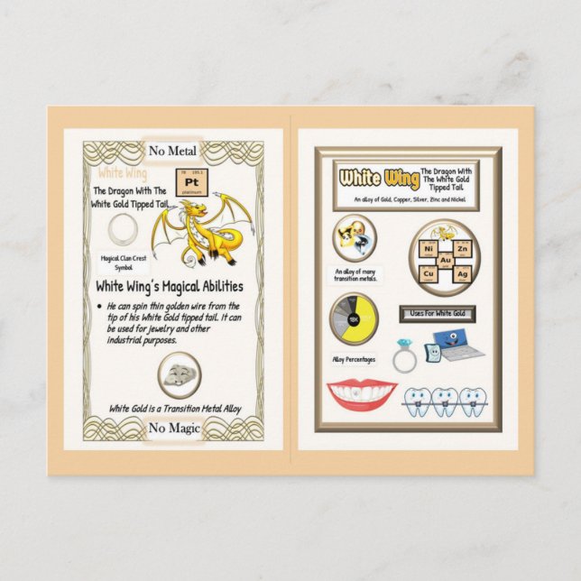 Periodiska Bord-draken - Vita Guld Vykort (Framsida)