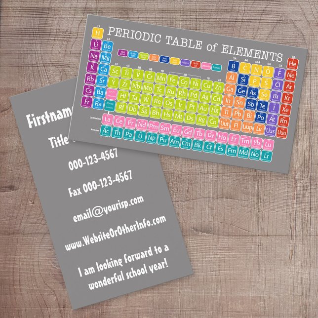 Periodiska Bord i Inslag: Back to school Visitkort (Custom Printed Online Business Card)
