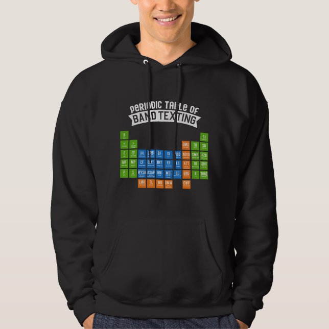 Periodiska systemet för bandtextning Marching Band Hoodie (Framsida)