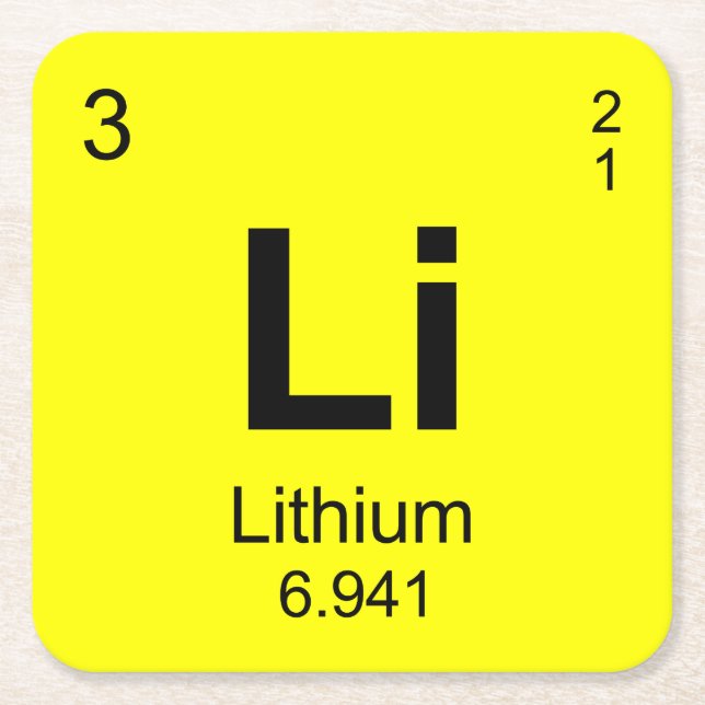 Periodiskt bord av inslag (Lithium) Underlägg Papper Kvadrat (Framsidan)