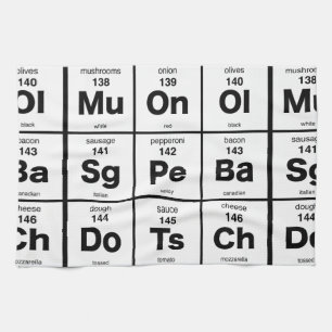 Periodiskt bord av Pizzaingredienser Kökshandduk