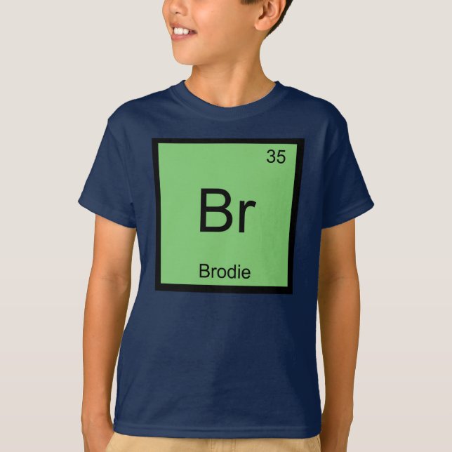 Periodiskt bord Brodie för känt kemiinslag T-shirt (Framsida)