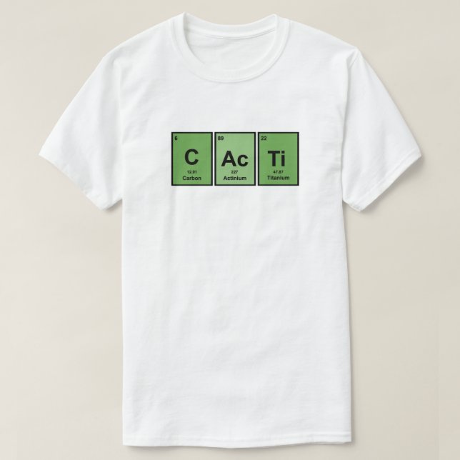 Periodiskt bord för gröna kaktus av inslag t shirt (Design framsida)