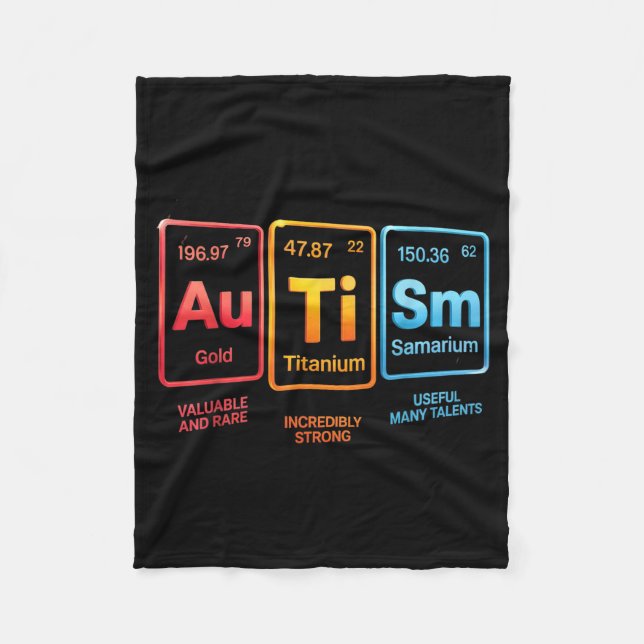 Periodisktabellinspirerad Autism Vetenskap Element Fleecefilt (Framsidan)