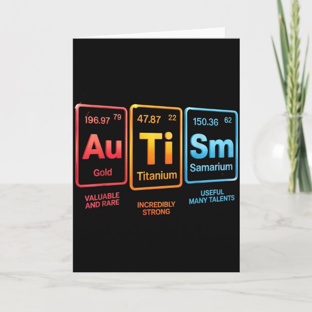 Periodisktabellinspirerad Autism Vetenskap Element Kort (Framsida)