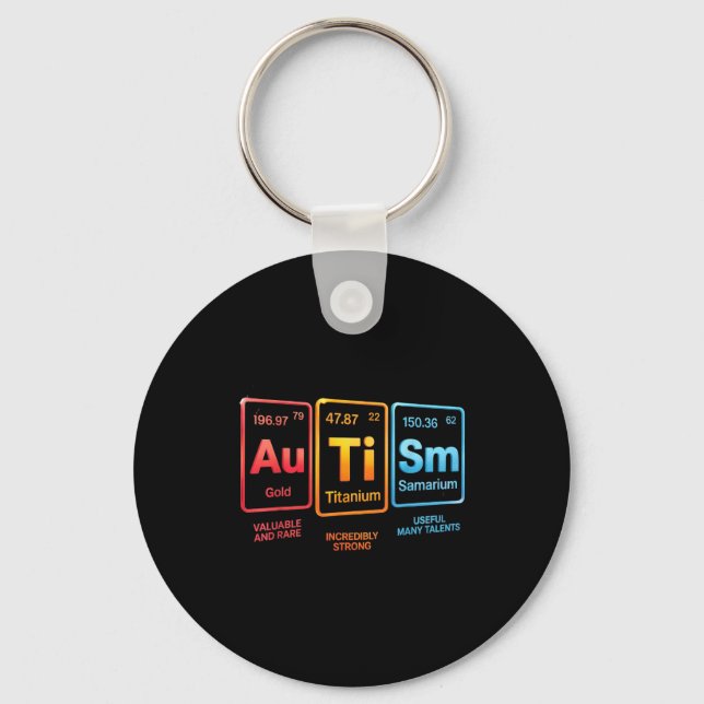 Periodisktabellinspirerad Autism Vetenskap Element Nyckelring (Framsida)