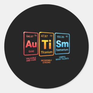 Periodisktabellinspirerad Autism Vetenskap Element Runt Klistermärke