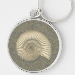 Perisphinctes Ammonite Rund Silverfärgad Nyckelring