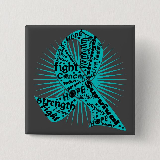 Peritoneal Cancer Ribbon Powerful Slogans Knapp (Framsida)