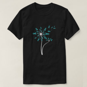 Peritoneal Ovarian Cancer Awareness Dandelion Teal T Shirt