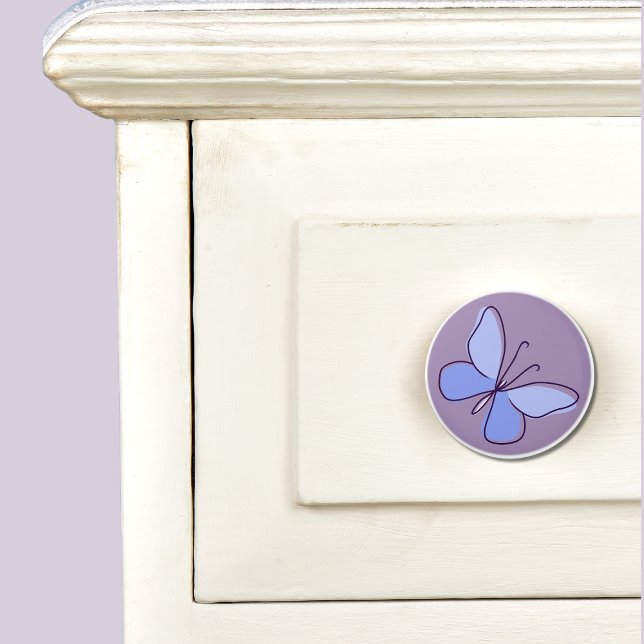 Periwinkel Blue Butterfly Flutter Lavender Knopp (Violet Blue Butterfly Doodle Drawer Knob)