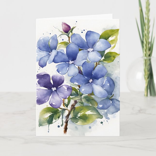 Periwinkle - Akvarellblommor Kort (Framsida)