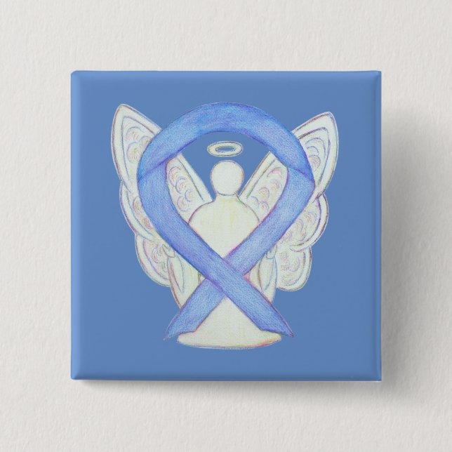 Periwinkle Angel Awareness Ribbon Anpassningsbar A Knapp (Framsida)