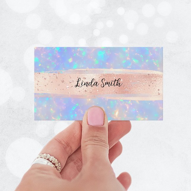 Periwinkle Aqua Opal Rosabrätte Penseldrag Visitkort (Periwinkle Aqua Opal Blush Brush Strokes Business Card)