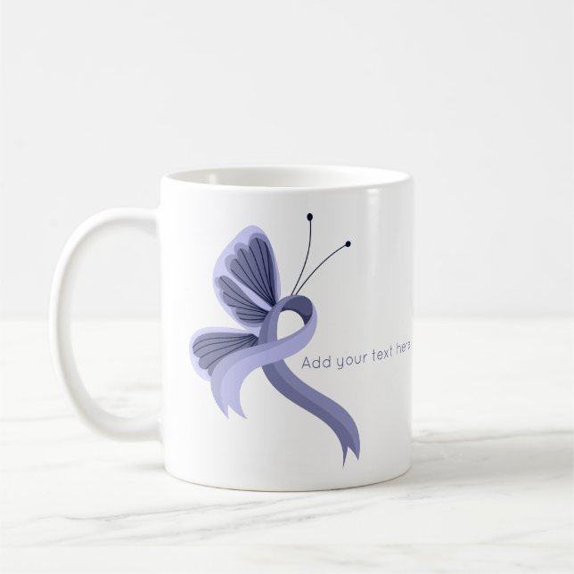 Periwinkle Awareness Ribbon Butterfly Kaffemugg (Vänster)