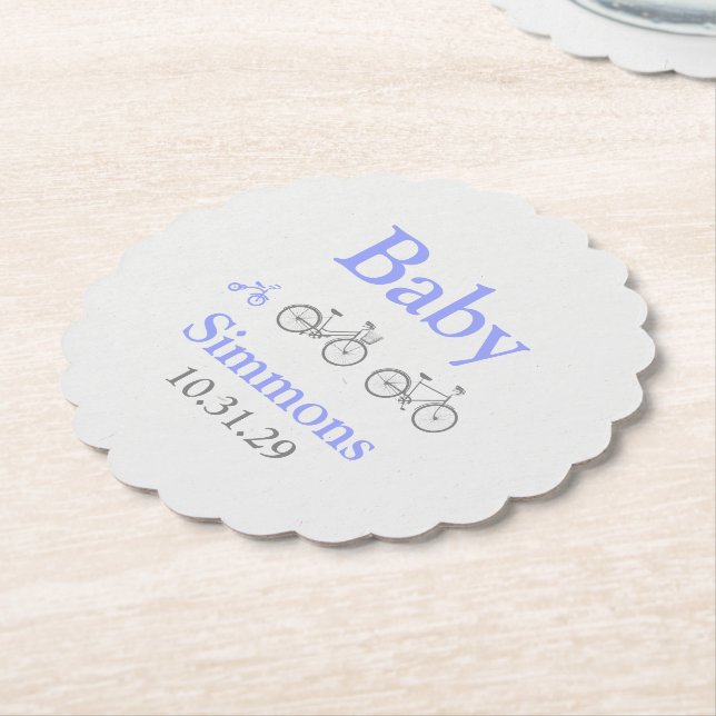 Periwinkle Bicycle Baby Shower Underlägg Papper (Vinklad)