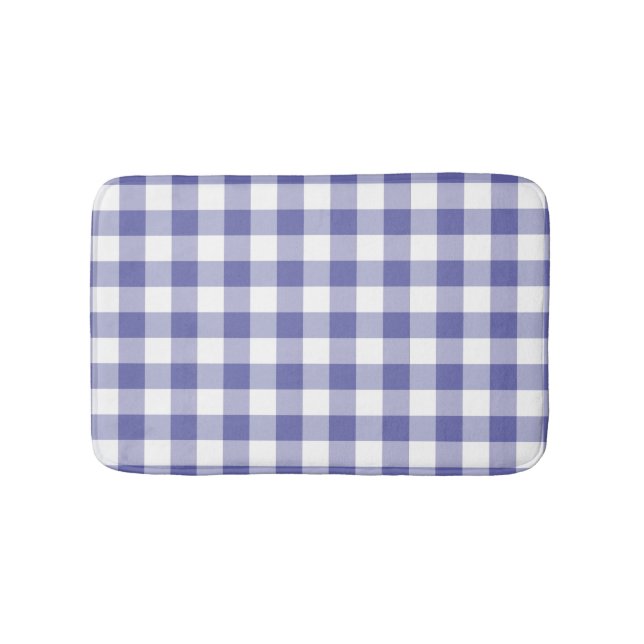 Periwinkle Blå Gingham Rutig Modern Mönster     Badrumsmatta (Framsidan)