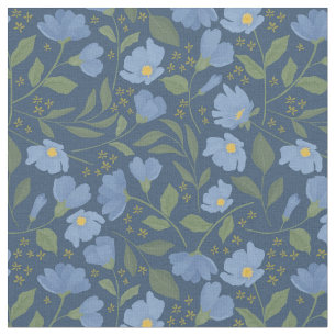 Periwinkle Blåa blommor på Blommönstret Navy Tyg