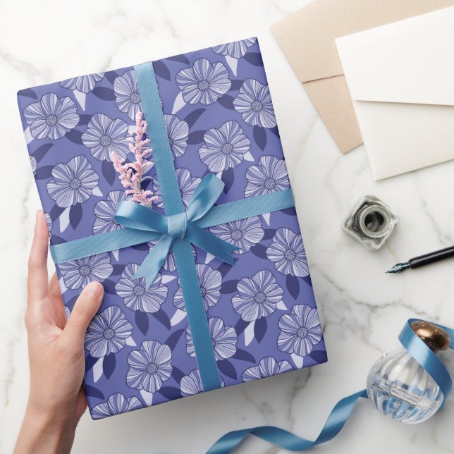 Periwinkle Blommig Linjekonst Presentpapper (Gifting)