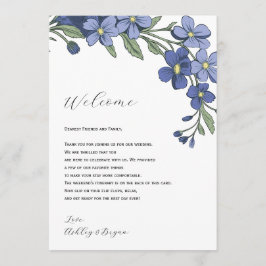 Periwinkle Blommigt Bröllop Välkomsthälsaren Brev Program