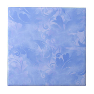 Periwinkle Blue Abstrakt Feather Mönster Kakelplatta