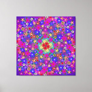 Periwinkle Blue and Violet Flowers Boho Stil Canvastryck