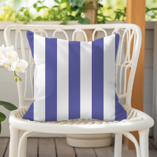 Periwinkle Blue and White Awning Rand Kudde