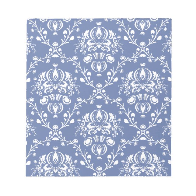 Periwinkle Blue and White Damask Anteckningsblock (Framsida)