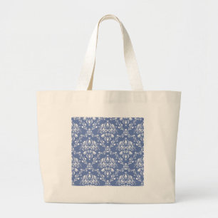 Periwinkle Blue and White Damask Jumbo Tygkasse