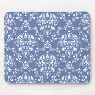 Periwinkle Blue and White Damask Musmatta