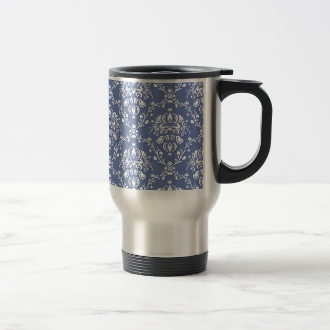 Periwinkle Blue and White Damask Resemugg (Höger)