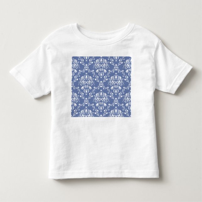 Periwinkle Blue and White Damask Tee (Framsida)