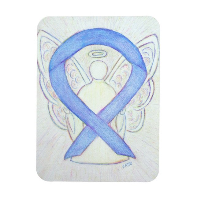 Periwinkle Blue Awareness Ribbon Angel Art Magnet (Vertikal)