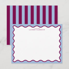 Periwinkle Blue & Berry Plum Wavy Note Card Inbjudningar