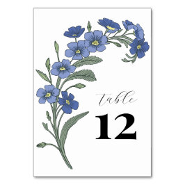 Periwinkle Blue Blommigt Modern Bröllop Bordsnummer