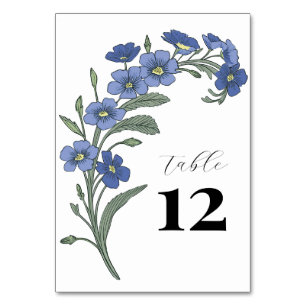 Periwinkle Blue Blommigt Modern Bröllop Bordsnummer