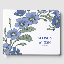 Periwinkle Blue Blommigt Modern Bröllop Gästböcker