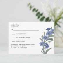 Periwinkle Blue Blommigt Modern Bröllop Response