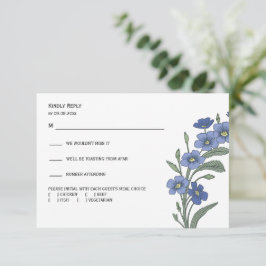 Periwinkle Blue Blommigt Modern Bröllop Response OSA Kort