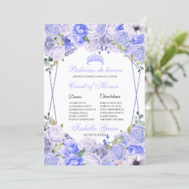 Periwinkle Blue Blommigt Quinceanera Court of Hono Inbjudningar