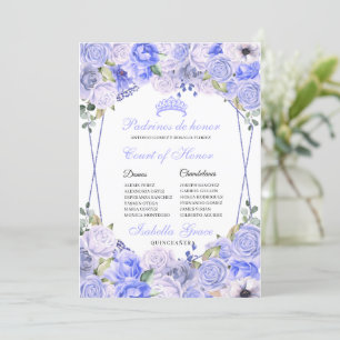Periwinkle Blue Blommigt Quinceanera Court of Hono Inbjudningar